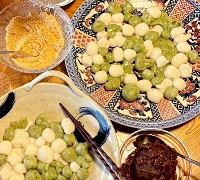 よもぎ摘み体験で作ったよもぎ団子